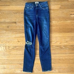 PAIGE Margot Ankle super stretch soft denim with knee destruction